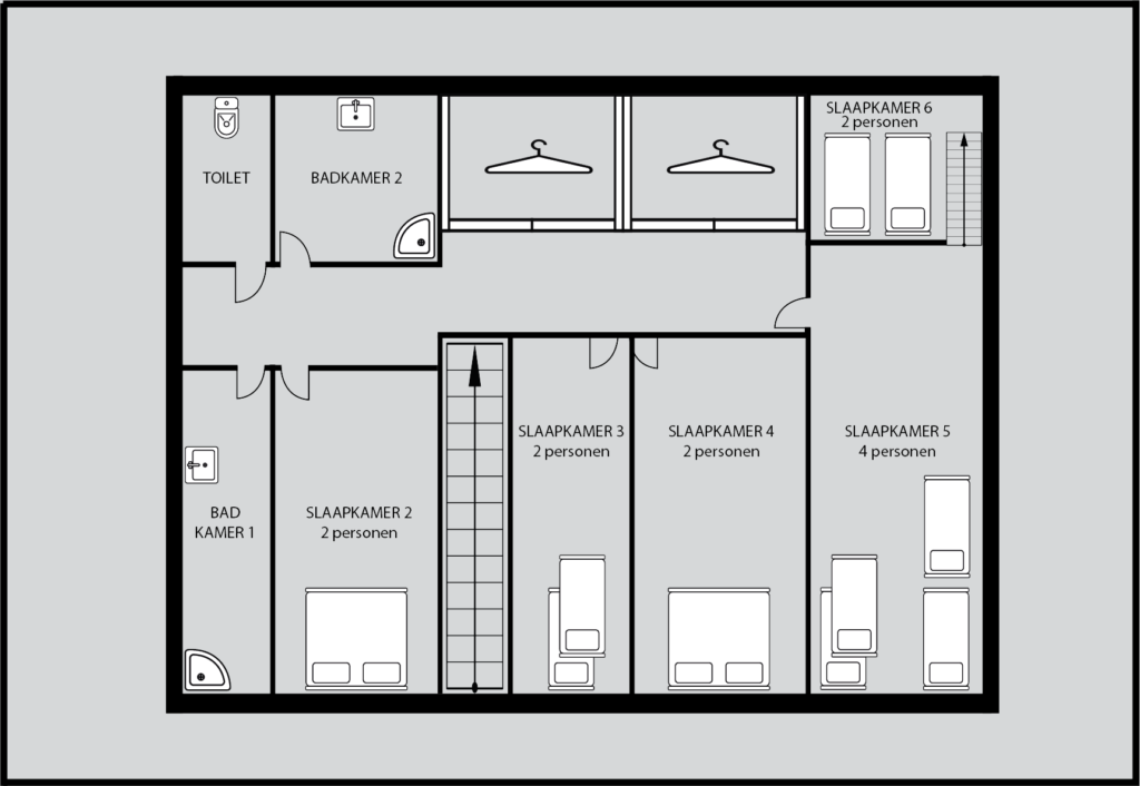 Plattegrond van de bovenverdieping